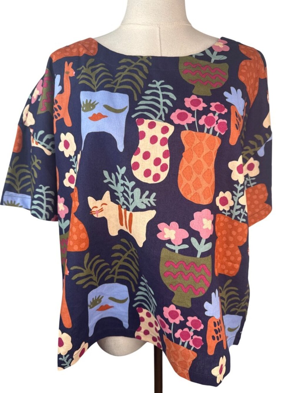 Princess Highway Size 10 Cat Vase Print Top Relaxed Fit Short Sleeve New This ne - Picture 6 of 13